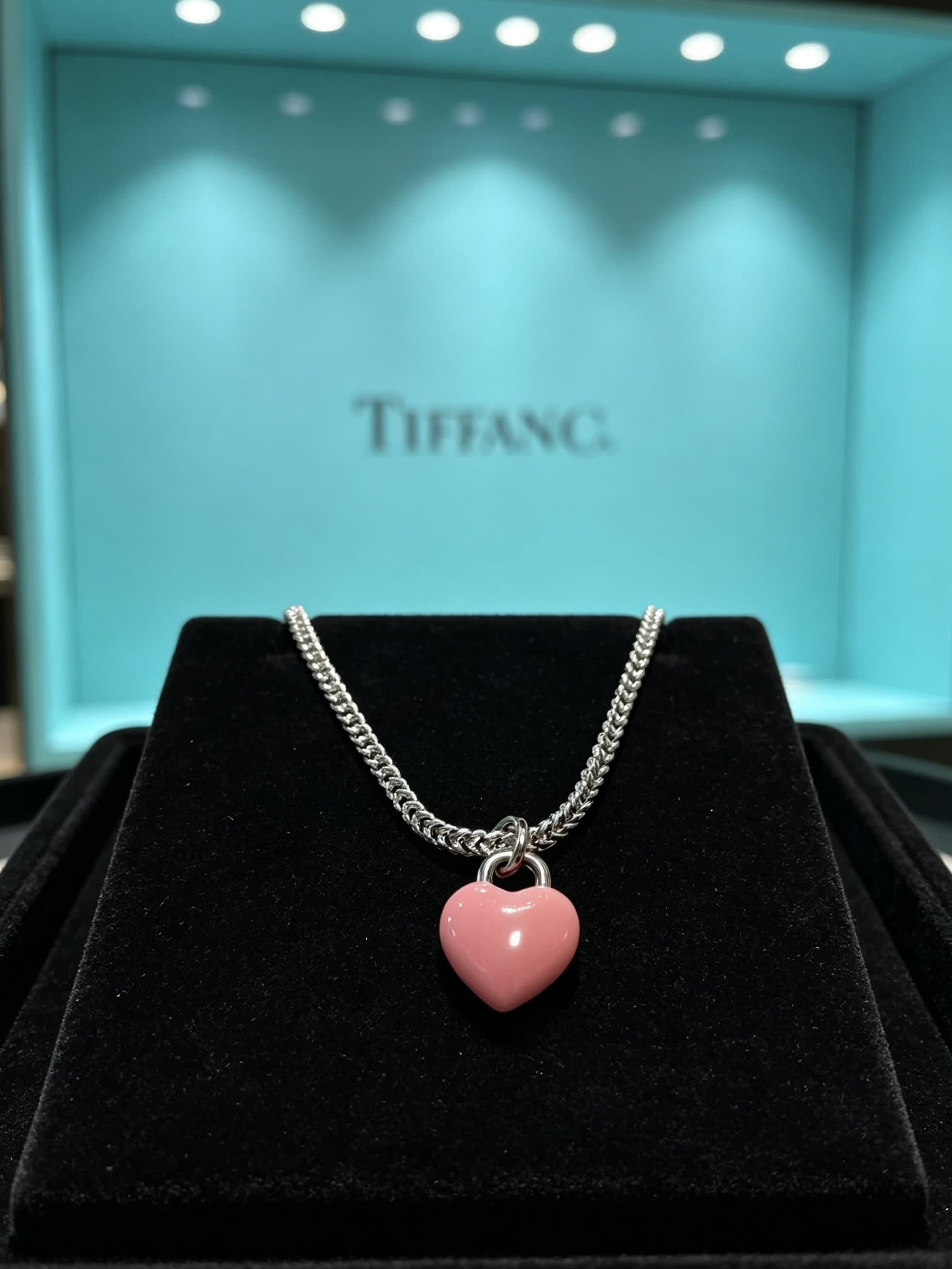 Tiffany & Co. Pink Heart Pendant Necklace